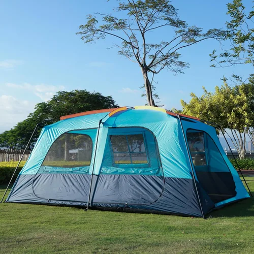 Miniatura 10 de KTT Extra Large Tent 12-14 Person,Family Cabin Tents,2 Rooms,Straight Wall,2 Doors 4 Windows with Mesh,Waterproof,Double Layer,Big Tent for Azul