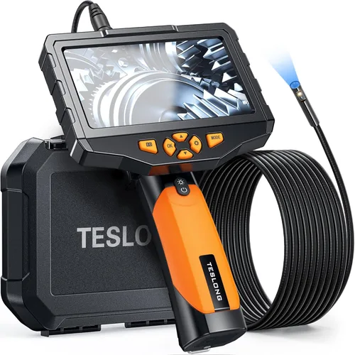 Miniatura 11 de Teslong Cámara de Inspección, Cámara de Boroscopio de Doble Lente con Luz, NTS300 Endoscopio Industrial IPS de 5", 1080P Impermeable Flexible