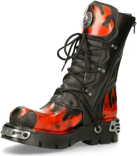Miniatura 5 de NEW ROCK Botas 591 Flame Metallic Leather Goth punk Biker Fashion