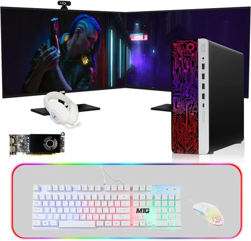 PC de escritorio HP G3 para juegos, Intel Core i7 6ª generación, gráficos AMD RX 550, 32 GB de RAM, 512 GB SSD + 1 TB HDD, MTG nuevo monitor dual de