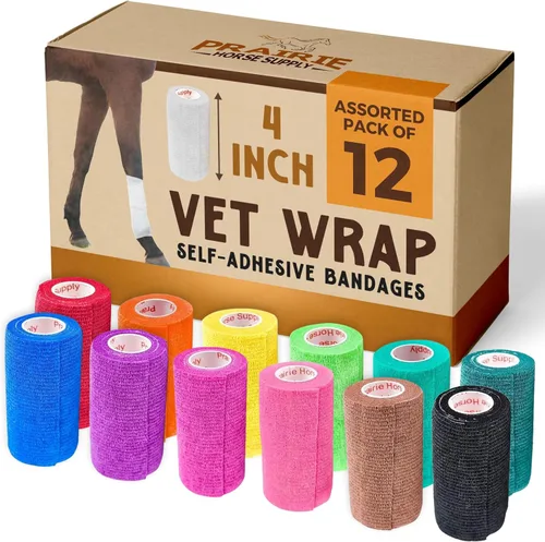Miniatura 67 de Cinta adhesiva para veterinarios (negro) (paquete de 2) (4 pulgadas x 15 pies), autoadhesiva, adherente, cohesiva, flexible, autoadhesiva, rollo