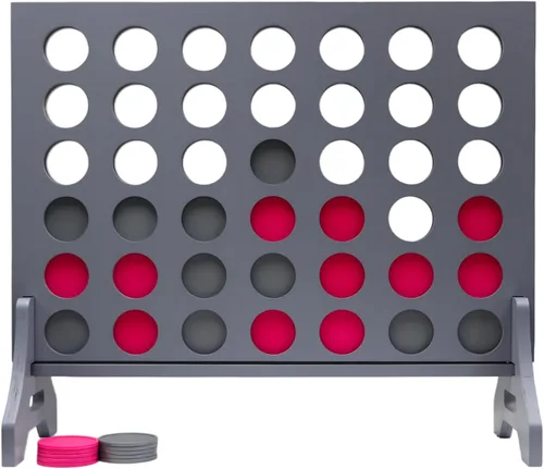 Miniatura 16 de Juego gigante 4 en una fila para familia y adultos – Tailgating Pros Jumbo de madera gris cuatro en una fila juego de patio para interiores