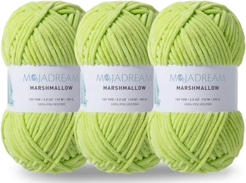 3PCS 3.5oz Hilo de Chenilla para Mantas Amigurumi: Hilo de Terciopelo Suave para Bebé para Tejer Mantas y Hacer Ganchillo Voluminoso 5# Hilo 3