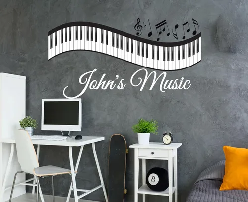 Miniatura 3 de Calcomanía de pared personalizada con notas musicales de piano, calcomanía de pared con notas musicales personalizadas, calcomanías murales