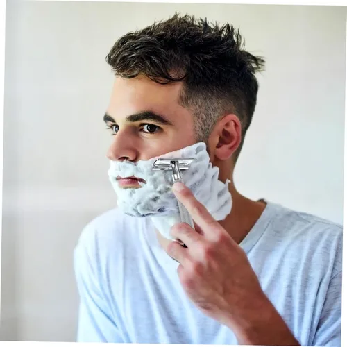 Miniatura 6 de Angoily 2 piezas de afeitar de mango blanco reutilizable doble filo seguridad barba Trimmer 2 piezas blancas.