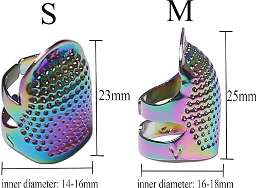 Miniatura 2 de J.CARP 4 dedales de costura, protector de dedo de metal deslumbrante para coser, dedal de costura ajustable, dedal de costura, manualidades