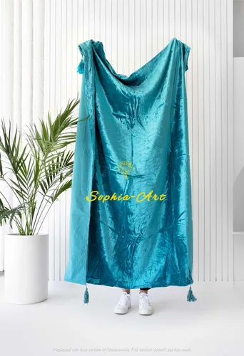 Miniatura 31 de Sophia-Art Manta de terciopelo triturado de lujo con borlas, para sofá o cama, manta suave, bohemia y cálida, acogedora, felpa ligera