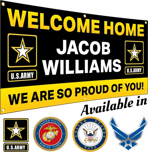 Miniatura 10 de Cartel militar personalizado de bienvenida a casa por DOT4DOT – Letrero personalizado personalizable para bandera del ejército de Estados Unidos