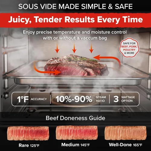 Miniatura 2 de Nuwave Horno de vapor y freidora de aire sin PFAS, cocina de convección todo en uno con control de vapor de precisión, tostadas, freír al aire