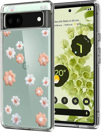Miniatura 12 de Unov Funda para Pixel 6a, transparente con diseño, ajuste delgado, buen agarre, funda de teléfono en relieve, cubierta protectora a prueba