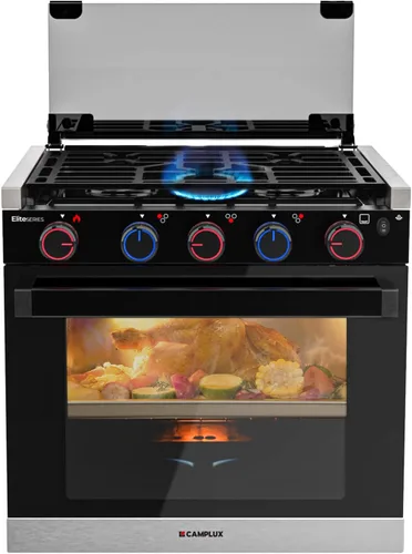 Miniatura 9 de CAMPLUX Elite - Combo de estufa y horno de propano para RV de 17 pulgadas, 1.27 pies cúbicos con 3 quemadores, salida total 28,100 BTU/Hr, estufas