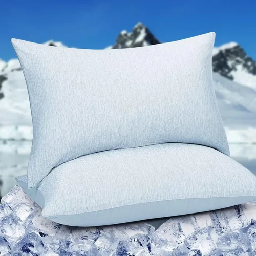 Miniatura 24 de HOMFINE Fundas de almohada refrescantes de tamaño estándar - Fibra de enfriamiento Q-Max 0.439 de doble cara para protector de almohada, funda