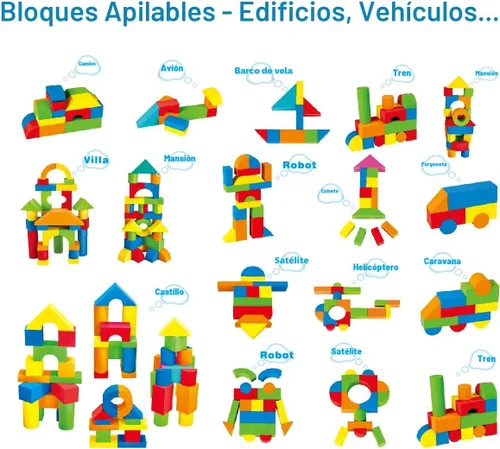 Miniatura 3 de Pairez Toys Bloques de construcción de espuma para niños pequeños de 2 a 4 años, 41 bloques apilables suaves de EVA, juego de juguetes de espuma