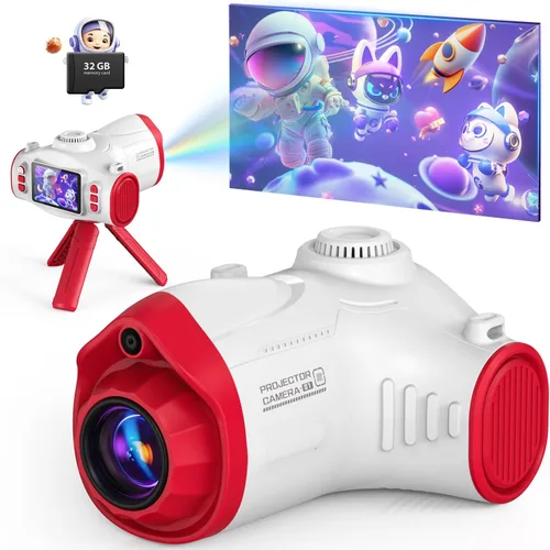 Miniatura 9 de Cámara para niños con proyector, selfie de pantalla grande 1080P, cámara de video para niños con trípode, tarjeta de memoria de 32GB, cámara