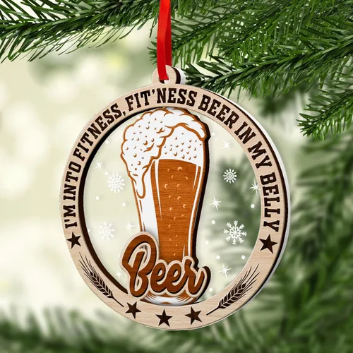 Miniatura 4 de Adornos de cerveza para árbol de Navidad, adorno de cerveza artesanal de 2 capas de madera y acrílico para árbol de Navidad, decoración de Navidad