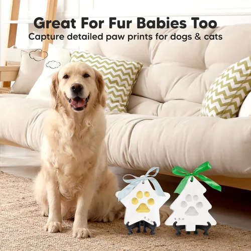 Miniatura 6 de Kit de huellas de manos y pies para bebé - Adorno personalizado de primer Navidad para bebé, recuerdo de huella de recién nacido, kit fácil