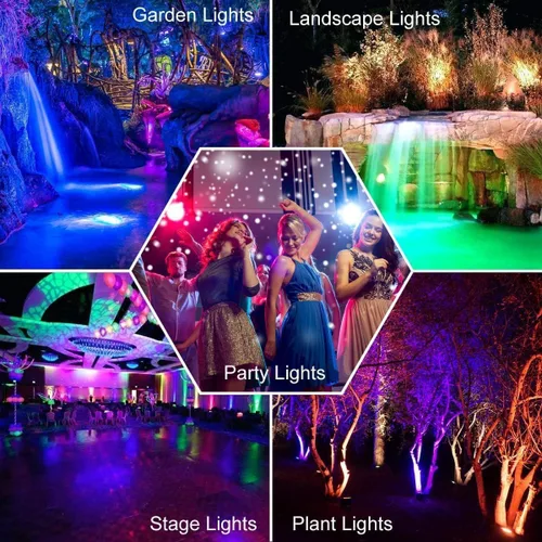 Miniatura 9 de MEIKEE Luz de inundación LED RGB de 100 W, equivalente a 1000 W, cambio de color IP66, iluminación de pared al aire libre, decoración navideña
