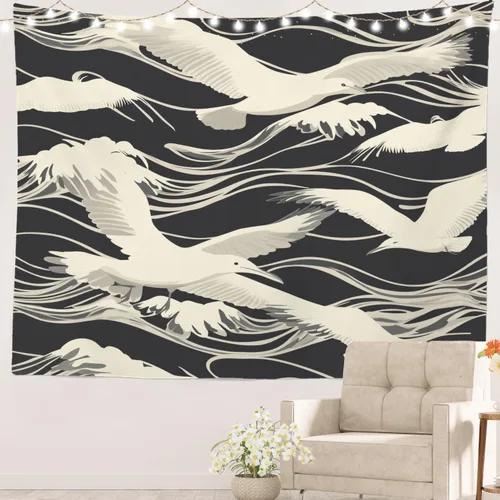 Miniatura 50 de Batmerry Abstract Repeat Polyester Tapestry, Tiled Directional Lightweight Wall Hanging High-Definition Print Backdrop For Dorm Room Bedroom Living