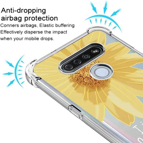 Miniatura 5 de Osophter Funda para LG K51, LG Reflect Funda transparente con flores para niñas y mujeres, esquinas reforzadas transparentes de poliuretano