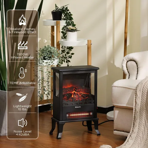 Miniatura 2 de TURBRO Suburbs TS17Q - Chimenea eléctrica infrarroja, 19 pulgadas, vista de 3 lados, llama realista, protección contra sobrecalentamiento