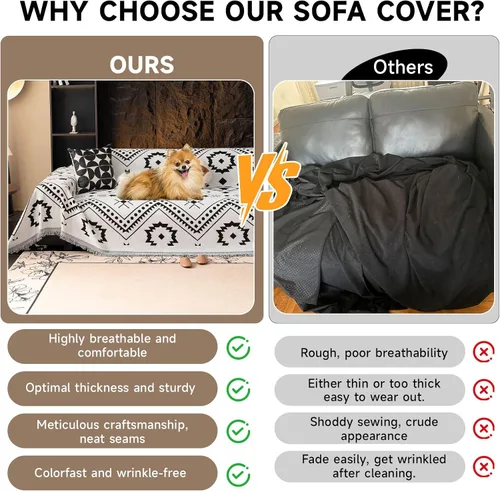 Miniatura 36 de VClife Fundas de sofá bohemio de felpilla para sofá seccional, fundas de sofá suaves y antideslizantes para sofá de 2 cojines, protector de muebles