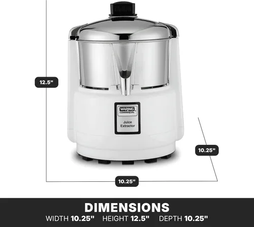 Miniatura 3 de Waring Máquina extractora de jugo comercial de servicio medio, motor de 3600 RPM, cesta de acero inoxidable, jugo sin pulpa para bares