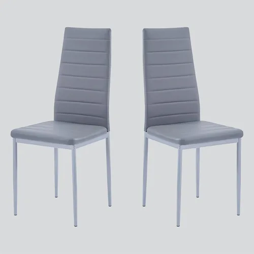 Juego de sillas de comedor para cocina, sillas modernas de metal con asiento acolchado de piel sintética, respaldo alto y sillas de patas cromadas