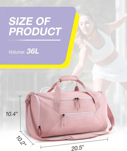 Miniatura 6 de BAGSMART - Bolsa de gimnasio para hombres y mujeres, bolsa de viaje deportiva con compartimento para zapatos y bolsillo húmedo, bolsa de lona