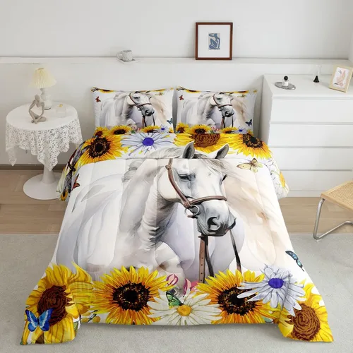 Miniatura 17 de Erosebridal Juego de edredón tamaño individual de animales del bosque, juego de ropa de cama de oso marrón para niños y niñas, edredón de plumón