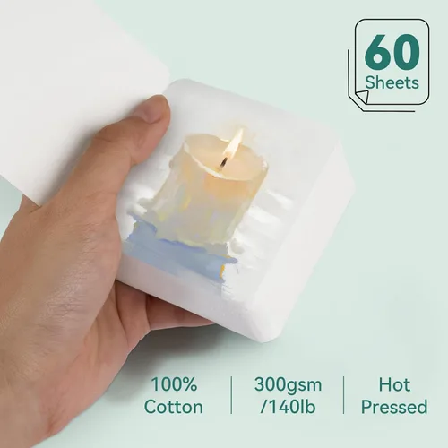 Miniatura 2 de Lightwish 60 hojas de mini cuaderno de bocetos de acuarela de 2.6 x 2.6 pulgadas, prensa caliente de 300 gsm/140 libras, cuaderno de pintura