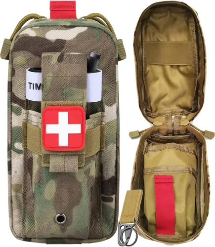 Miniatura 9 de Soporte para torniquete, bolsa táctica portátil de primeros auxilios para trauma pequeño con sistema Molle IFAK bolsa médica, kit de emergencia EMT