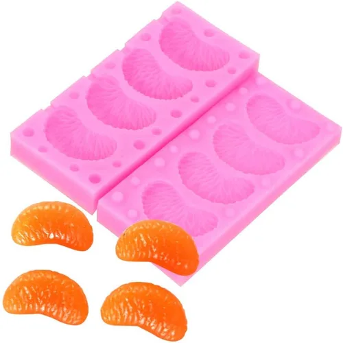 Miniatura 3 de Molde de silicona 3D para rebanadas de mandarina con 20 palitos de piruleta, segmentos de naranja mandarina, molde de glaseado para pasta de goma