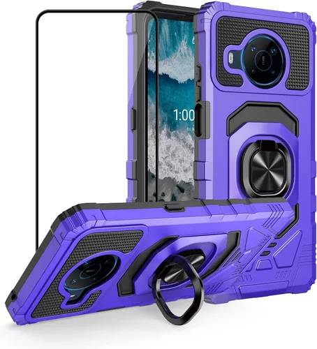Miniatura 7 de Ailiber Funda para Nokia X100, Nokia X100 con protector de pantalla de vidrio templado, soporte de anillo para montaje magnético de automóvil, funda