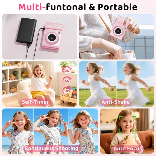 Miniatura 6 de Cámara digital, cámara 4K Vlogging para niños con zoom de 64 MP y 16X antivibración, cámara digital para niños de 3 a 12 años, regalos de cumpleaños