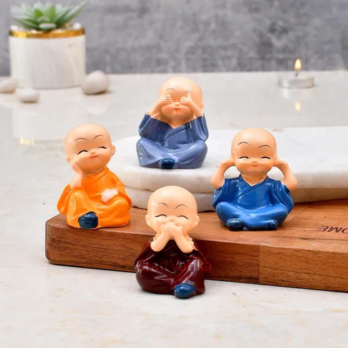 Collectible India Juego de estatua de monje de Buda, artículos de decoración del hogar, figuras, pieza de exhibición – Bonita mini estatua de Buda