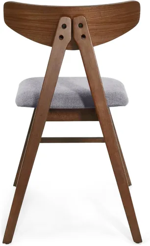 Miniatura 4 de Christopher Knight Home Stocker - Sillas de comedor tapizadas, color gris oscuro/nogal (juego de 2)