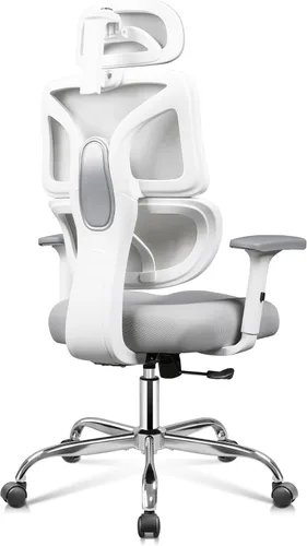 Miniatura 11 de DEVAISE Silla de escritorio ergonómica de malla con reposapiés, cómoda silla de computadora reclinable grande y alta con soporte lumbar ajustable