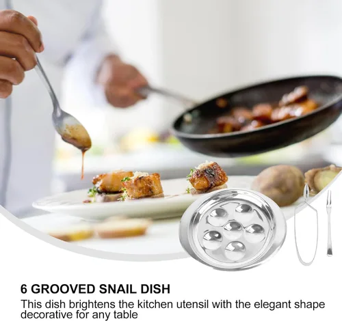 Miniatura 4 de DOITOOL Juego de platos Escargot de acero inoxidable con tenedores y pinzas, vajilla de caracol de 3 piezas para uso en el hogar, restaurante