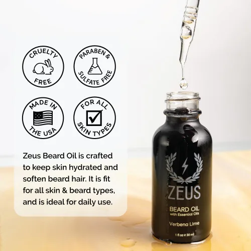 Miniatura 4 de ZEUS Aceite natural para barba para hombres, aceite de aseo prémium para suavizar, hidratar, acondicionar y controlar el encrespamiento en la barba
