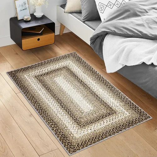 Miniatura 18 de ROYHOME Tapete pequeño para puerta de 2 x 3 pies, alfombra de área lavable, alfombras de área con estampado trenzado bohemio, alfombra de área