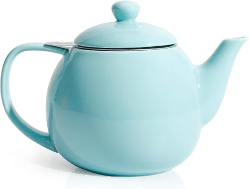Miniatura 13 de Sweese Tetera de porcelana de 27 onzas con infusor para té de hojas sueltas, gris azulado