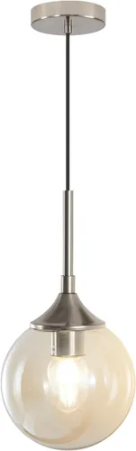 Miniatura 12 de KCO Lighting - Lámpara colgante moderna de globo de 1 luz, luz colgante de vidrio ahumado individual grande de mediados de siglo, latón cepillado