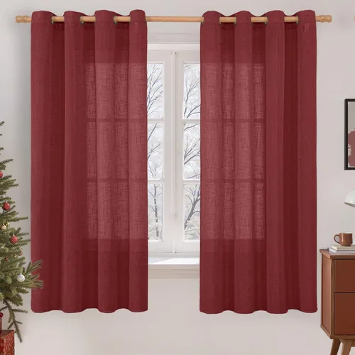 Miniatura 182 de LAMIT Cortinas de lino sintético para dormitorio, paneles filtrantes de luz, cortinas de lino con protección de privacidad con ojales para ventanas