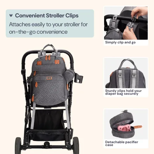 Miniatura 54 de BabbleRoo - Mochila para pañales - Bolso de viaje con artículos esenciales para bebés - Mochila multifunción resistente al agua, bolso de viaje