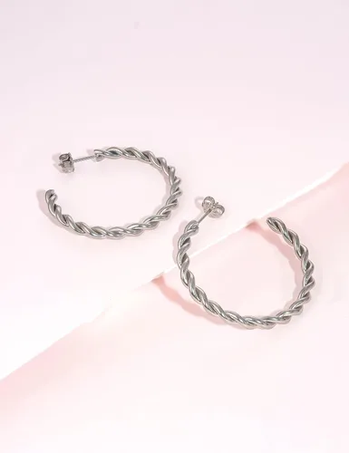 Miniatura 6 de Limerencia Aretes de aro hipoalergénicos G23 de titanio puro, grandes abiertos, ligeros, con circonita cúbica, para mujeres y niñas, orejas sensibles