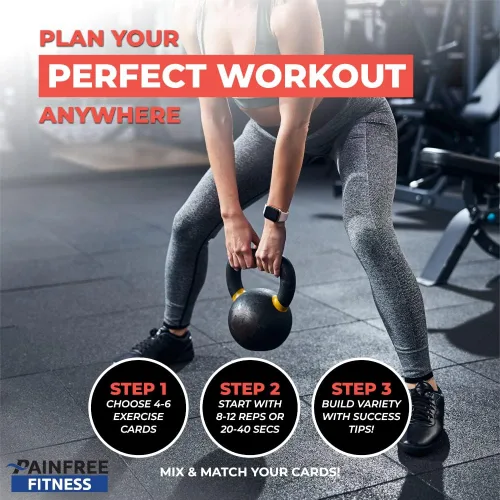 Miniatura 5 de 50 tarjetas de entrenamiento con pesas rusas de 3 x 5 pulgadas, tarjetas de ejercicio fundamentales para entrenamientos en casa, adecuadas