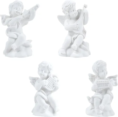 4 piezas de pequeñas estatuas de ángeles de resina para decoración del hogar, 4 estilos
