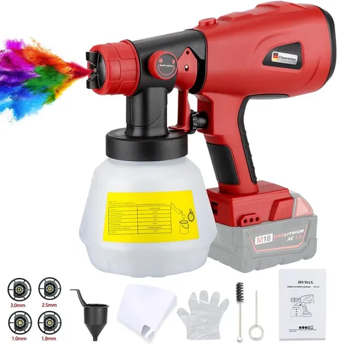 Miniatura 8 de Choerinton Pulverizador de pintura compatible con batería Ryobi, pulverizador de pintura eléctrico inalámbrico de 200 W, pistola de pintura HVLP