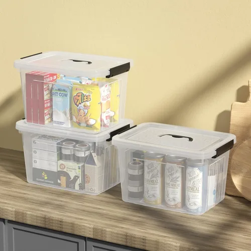 Miniatura 5 de Readsky Contenedor de plástico de 18 cuartos de galón con tapas y asa, bolsa de almacenamiento de plástico transparente, 4 paquetes