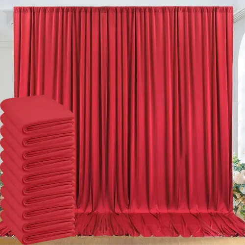 Miniatura 16 de Paneles de cortinas de fondo rojo sin arrugas de 30 x 8 pies para fiestas, cortinas de fondo de fotos de poliéster, 6 paneles de 5 x 8 pies